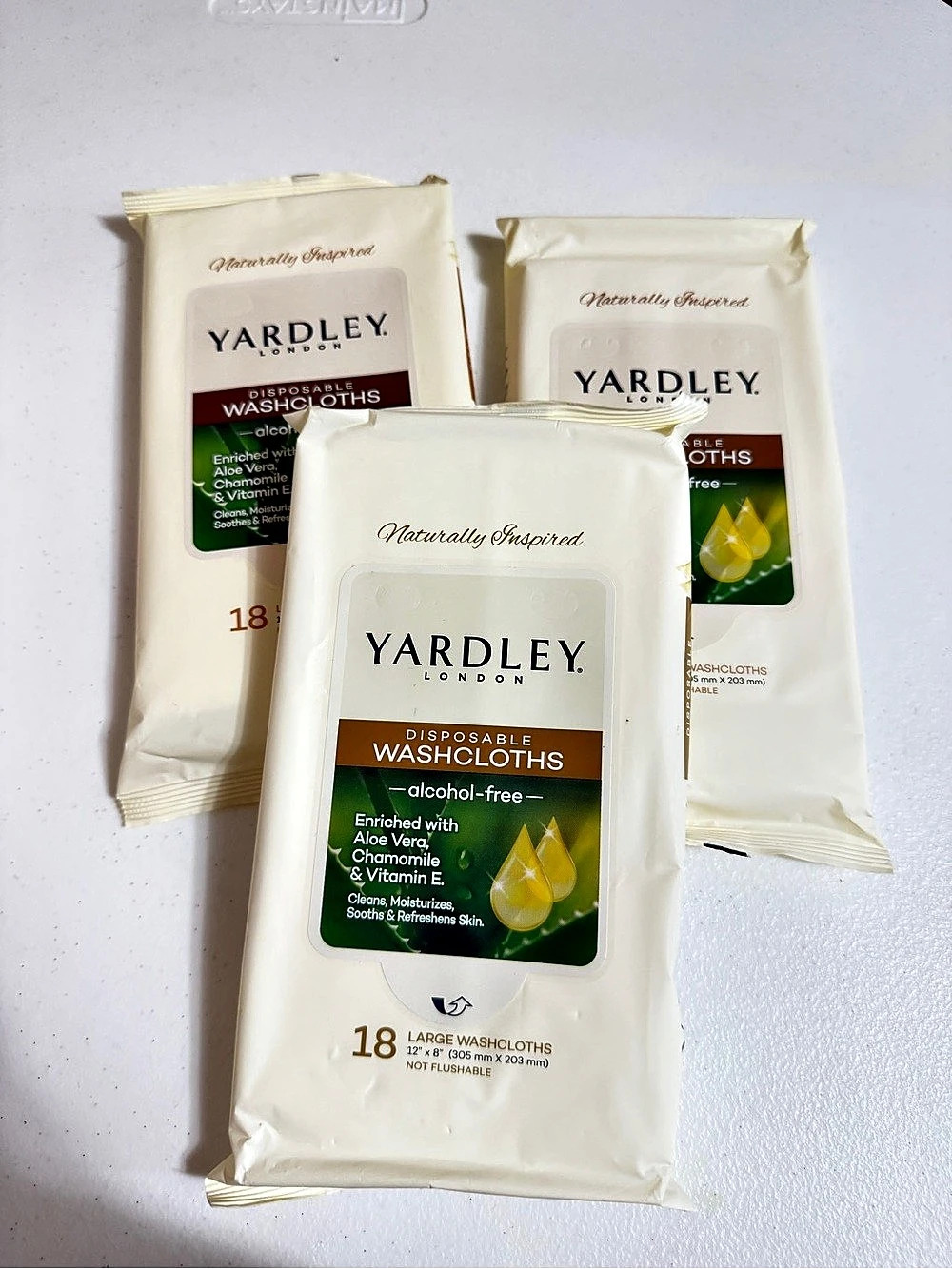 Yardley London Disposable Alcohol-free Washcloths 3-Pack